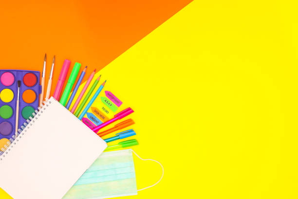 istock Back to school stationery on yellow background 1269381805