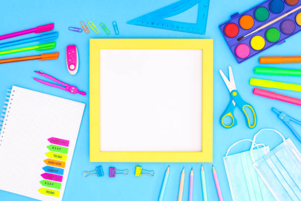 istock Back to school stationery on yellow background 1269382386