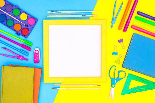 istock Back to school stationery on yellow background 1269382394