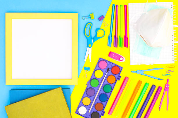 istock Back to school stationery on yellow background 1269382555