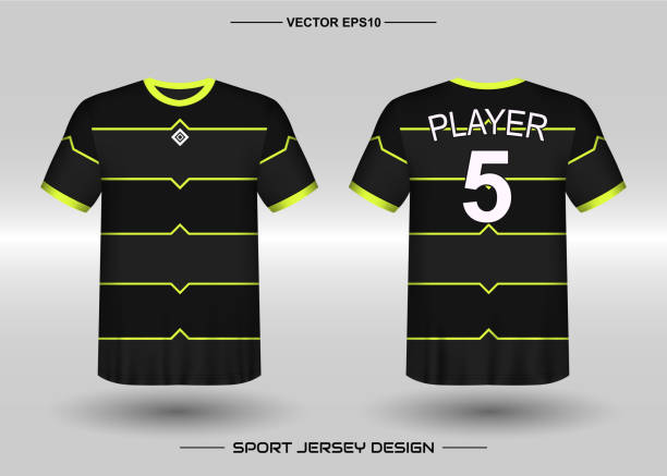 t-shirt sportowy szablon projekt wektorowy, soccer jersey makieta dla klubu piłkarskiego. jednolity widok z przodu i z tyłu. odzież mężczyźni dla dorosłych. - soccer ball running sports uniform red stock illustrations