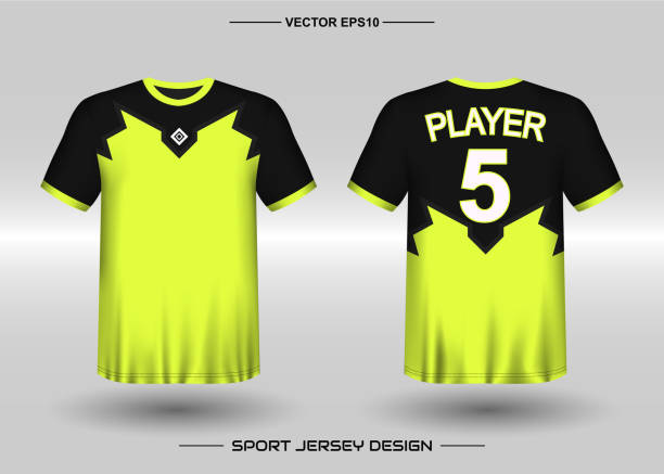 t-shirt sport vektor-design-vorlage, fußball-trikot-mockup für fußballverein. einheitliche vorder- und rückseite. kleidung männer erwachsene. - soccer ball running sports uniform red stock-grafiken, -clipart, -cartoons und -symbole