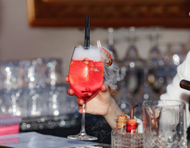 istock red cocktail with ice vapor 1269395124