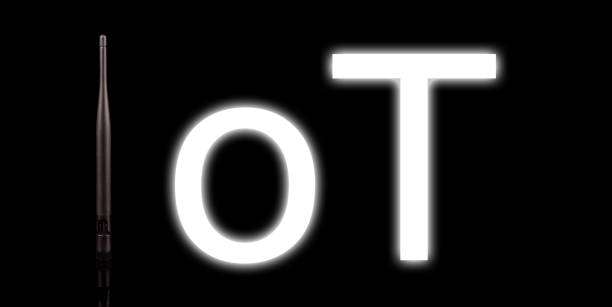 Monopole antenna for IoT and 5G isolated on the black background
