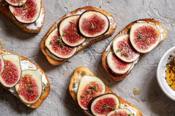 istock Bruschetta with figs and goat cheese 1269399709