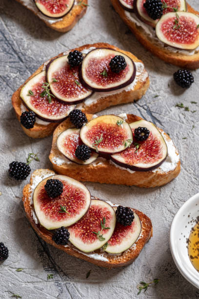 istock Bruschetta with figs and goat cheese 1269399728
