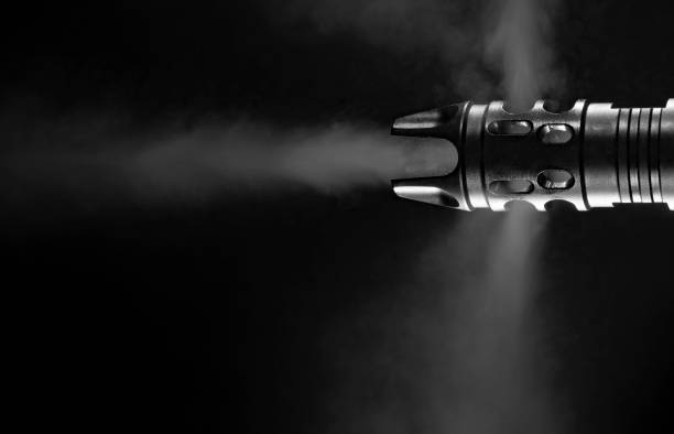 istock Smoke coming from an assault rifle barrel after a shot 1269403269
