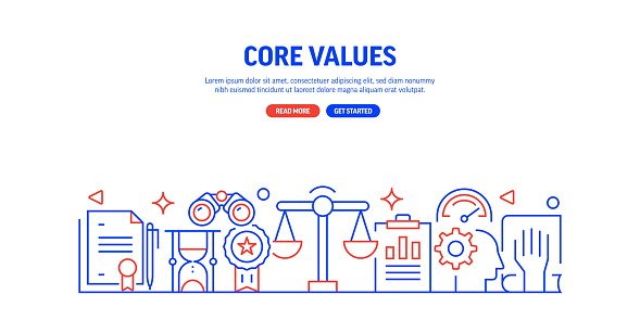 Web Core Value Layout Core Values Related Web Banner Line Style Modern Linear Design Vector ...