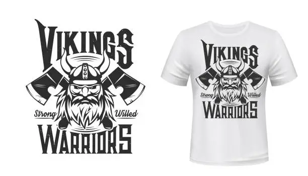 Vector illustration of Viking warrior t-shirt print mockup, sport team
