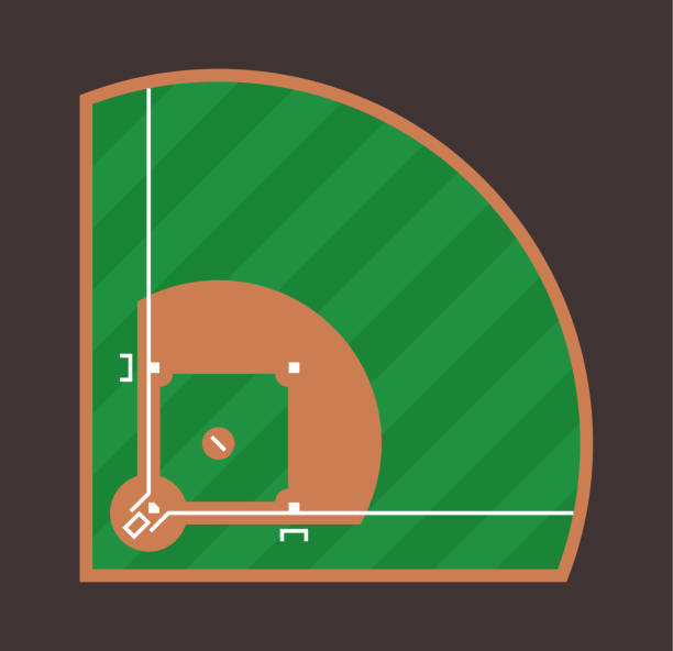 ikona pola baseballu. płaska ilustracja projektu wektora pola baseballowego. widok z góry w sieci web - infield stock illustrations