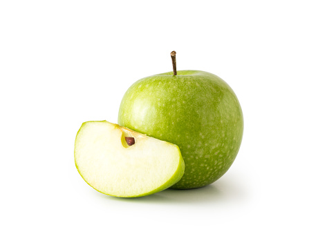 Green apple on white background