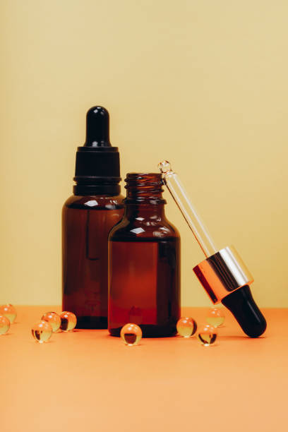 Face serum and vitamin capsules