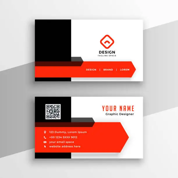 Vector illustration of modern red color theme business card template design
