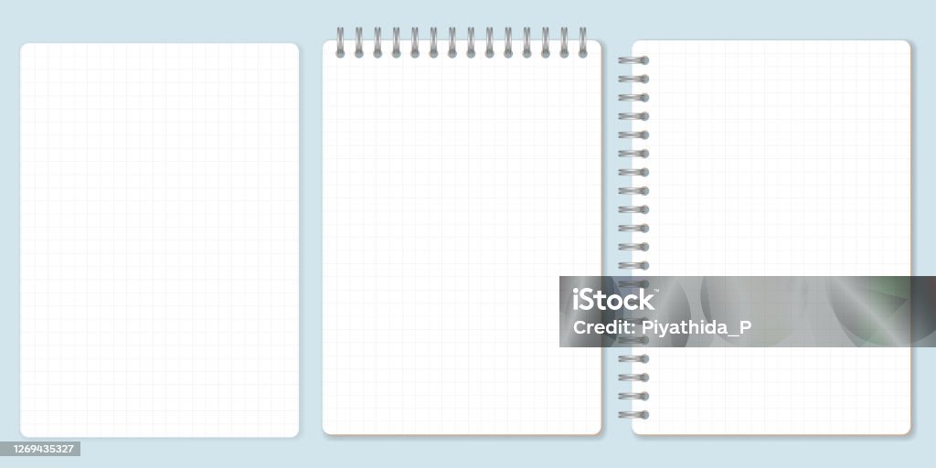 Square Notebook Vector Background Squared Paper Set Template Of Spiral Notebook And Notepad Sheets Vector ...
