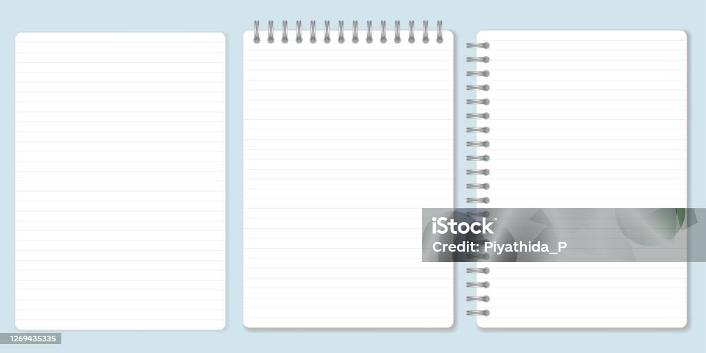Lined Paper Set Template Of Spiral Notebook And Notepad Sheets Vector
