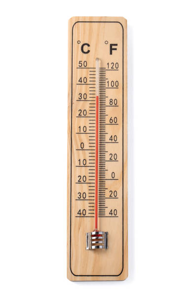 istock Wooden thermometer isolated on white 1269437418