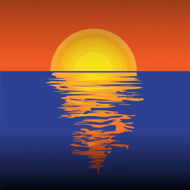 Vector illustration of Beautiful sunset or sunrise