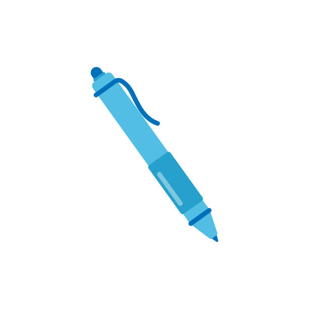 ilustraciones, imágenes clip art, dibujos animados e iconos de stock de ballpoint pen icon flat design. - instrumento de escribir con tinta
