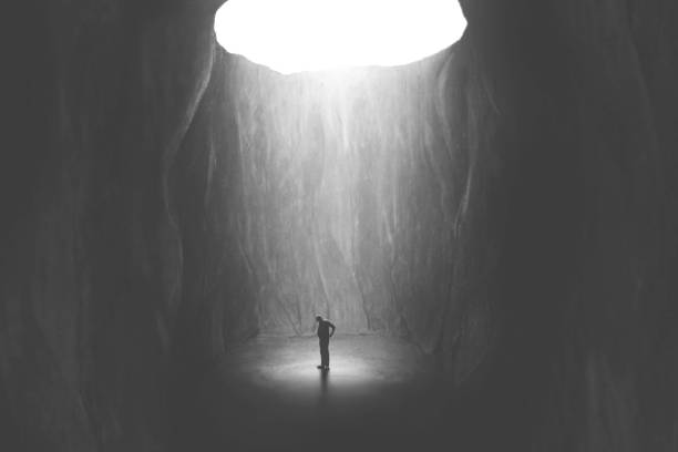 sad man entrapped in mental illness, surreal abstract concept
