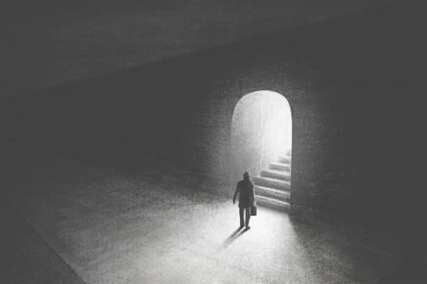 istock man rising mysterious stairs, surreal concept 1269455592