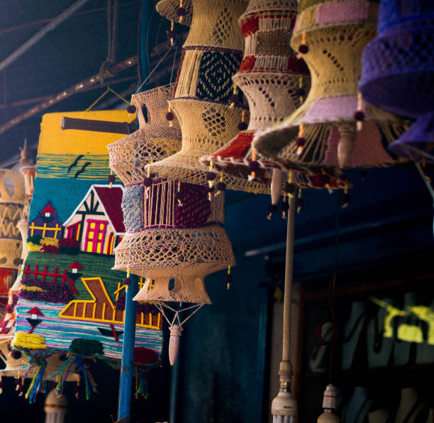 istock Hand made decorative items on display at a flea market 1269457059