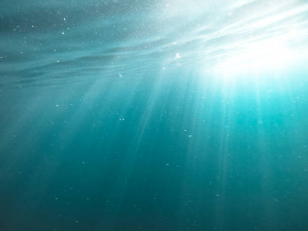 istock underwater texture shot blue sea water with sunbeam 1269457075