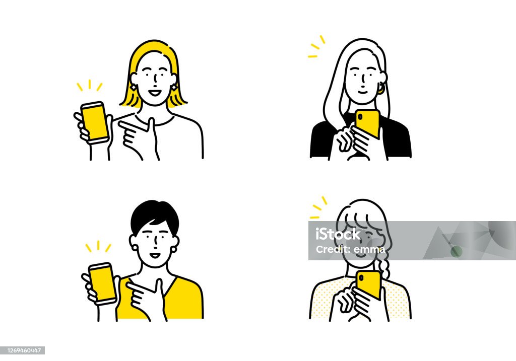 set di icone avatar persone - arte vettoriale royalty-free di Smart phone