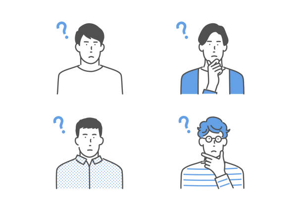 ilustrações de stock, clip art, desenhos animados e ícones de people avatar icon set - question mark asking problems thinking