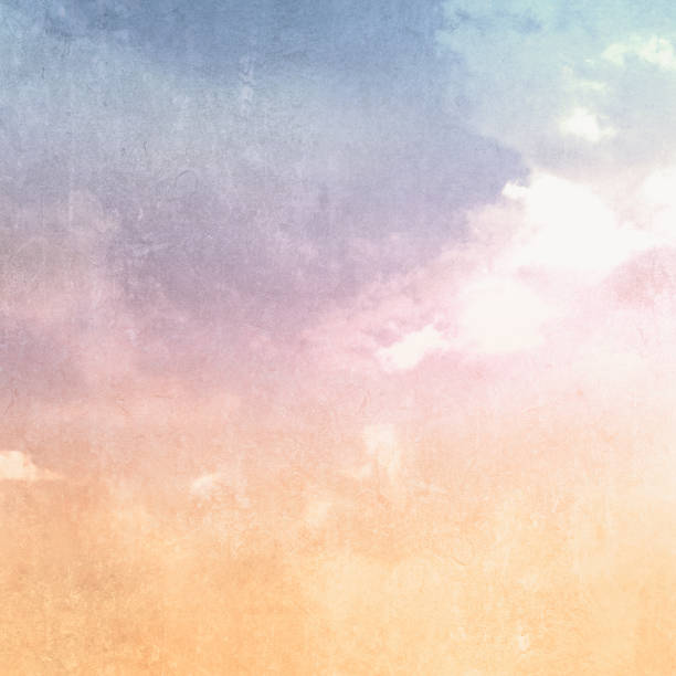 Photo of Watercolor background with abstract retro sky texture in pastel colors