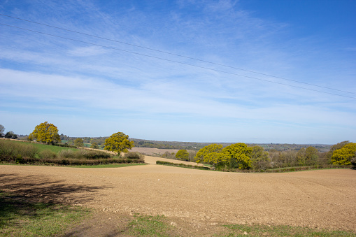 Cultivated land near Hildenborough which is between Sevenoaks and Tonbridge in Kent, England