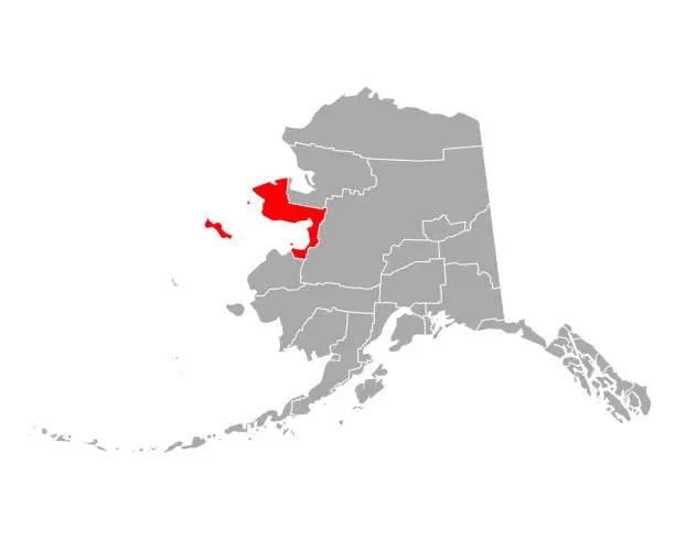 Vector illustration of Map of Nome in Alaska