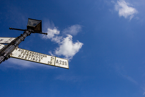 Road sign at a major intersection on the road from Christchurch to Queenstown.  This image was taken on a sunny afternoon in early Spring.