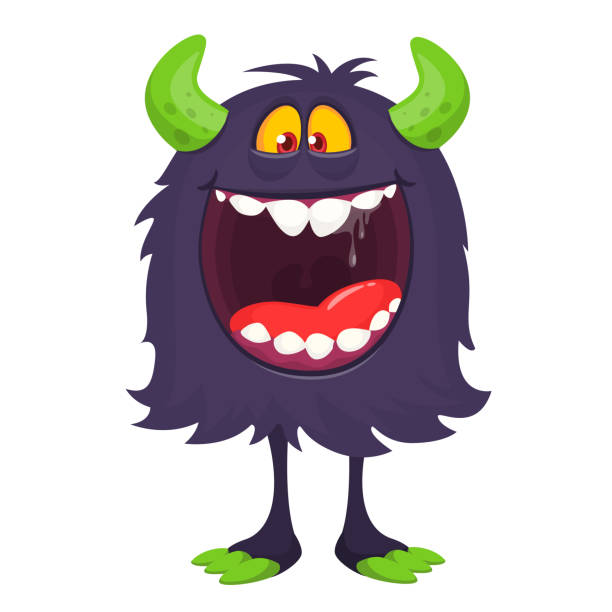 Happy Cartoon Monster Character Halloween Vector Illustration Stock  Illustration - Download Image Now - iStock