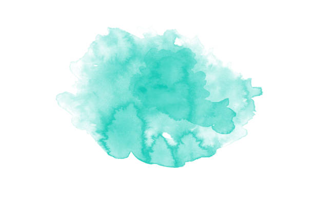 blue watercolor splash painted water color background - paint spray splashing blob imagens e fotografias de stock