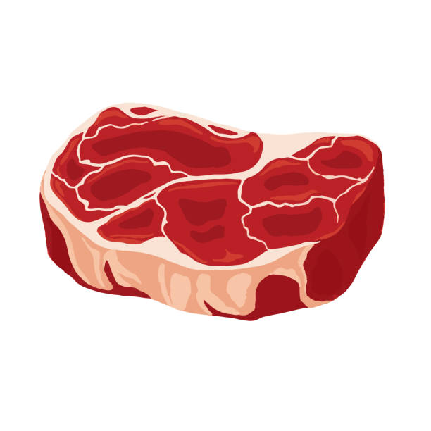 illustrazioni stock, clip art, cartoni animati e icone di tendenza di pezzo di carne crudo per cucinare bistecca - steak meat raw beef