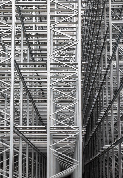 istock Steel structure of a high rack warehouse 1269487569