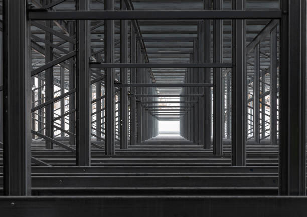 istock Steel structure of a high rack warehouse 1269487591
