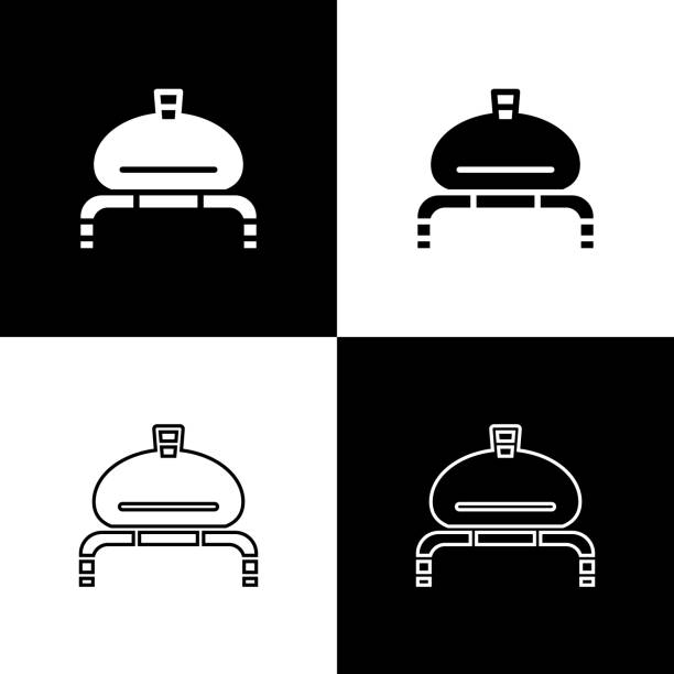 ilustraciones, imágenes clip art, dibujos animados e iconos de stock de establezca el pan y la sal en el icono de la toalla aislado sobre el fondo blanco y negro. pan de comida nacional. pan de boda ucraniano tradicional. vector - line art welcome sign white black