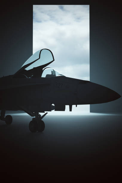istock Tactical Jet Aircraft in a Dark Hanger 1269490839