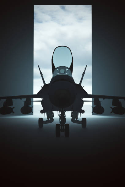 istock Tactical Jet Aircraft in a Dark Hanger 1269490843