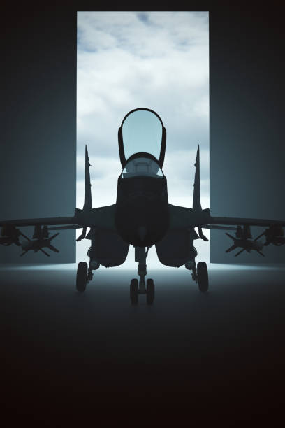 Supersonic Jet Aircraft in a Dark Hanger