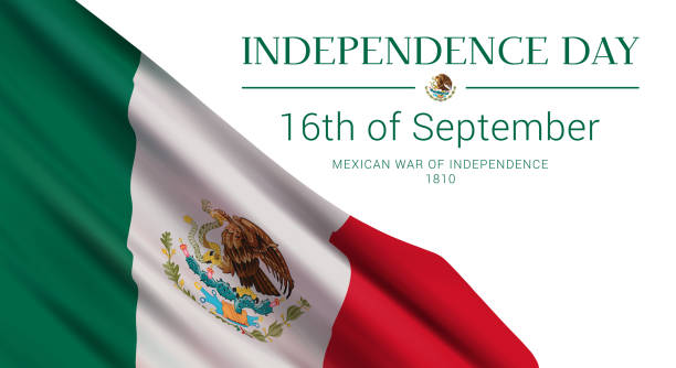 Independence Day of Mexico banner design template. Independence Day of Mexico. 16th of September. Vector banner design template with flag of Mexico, and text isolated on white background. number 16 stock illustrations