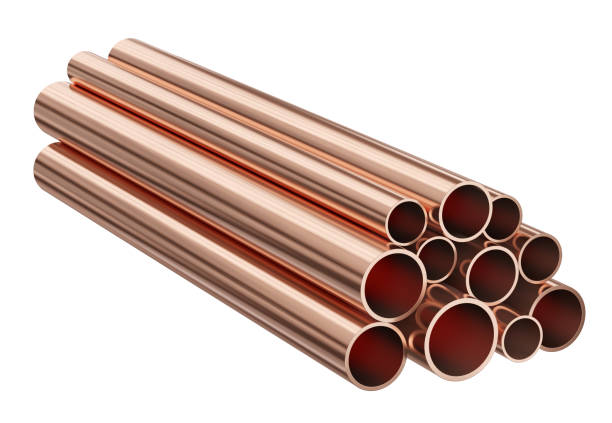 istock Copper pipes isolated on white background, clipping path included. 1269494302