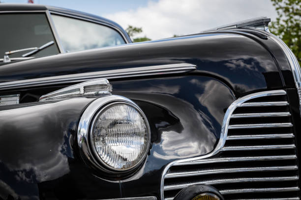 interior headlights of a retro passenger car