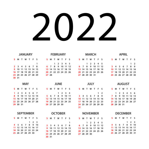 Calendar 2022 - illustration. Week starts on Sunday. Calendar Set for 2022 year Calendar 2022 year - vector illustration. Week starts on Sunday. Calendar Set for 2022 year calendar 2022 stock illustrations