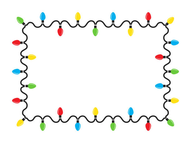 rahmen weihnachtslampen glühbirnen - christmas tangled christmas lights lighting equipment stock-grafiken, -clipart, -cartoons und -symbole
