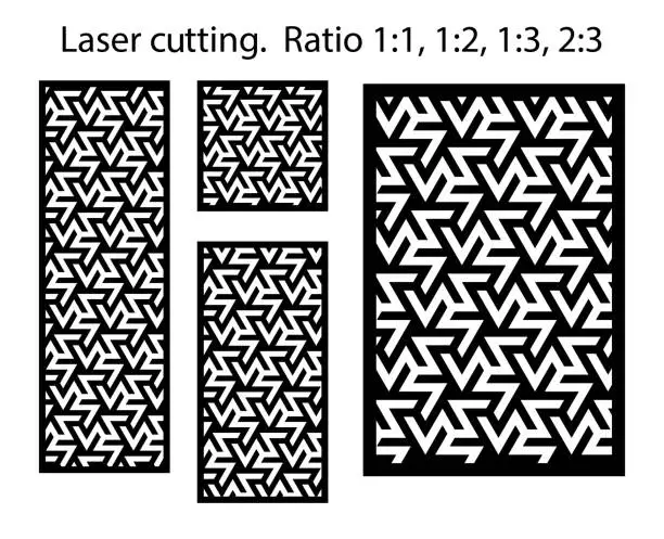 Vector illustration of Laser pattern. Decorative vector panels for laser cutting. Template for interior partition in arabesque style. Vector laser pattern