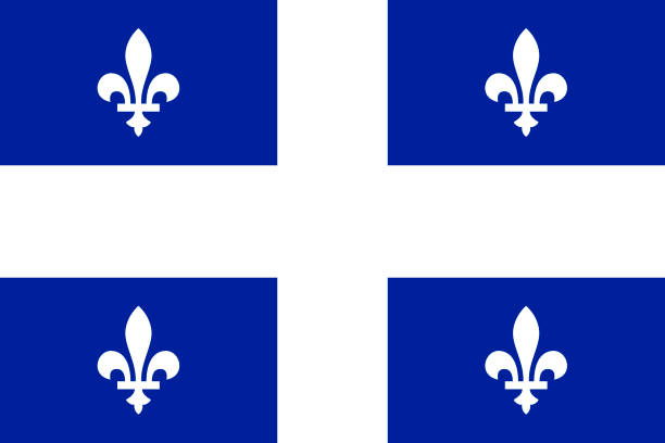 ilustraciones, imágenes clip art, dibujos animados e iconos de stock de bandera vectorial de la provincia de quebec canadá. montreal, quebec, laval - national arms