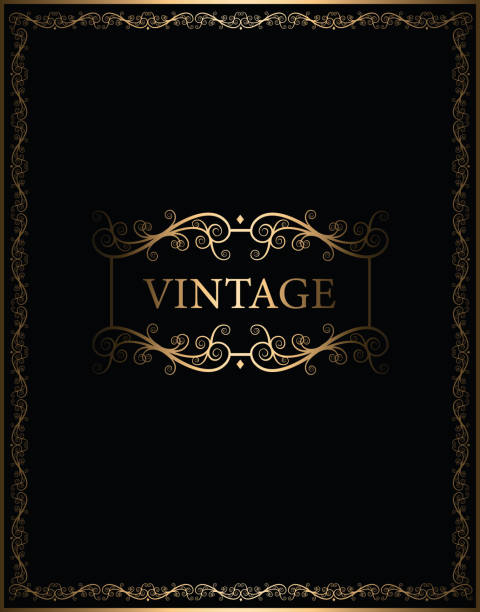 luxury black and gold vintage frame vector cover luxury black and gold vintage frame vector cover honeymoon book stock illustrations