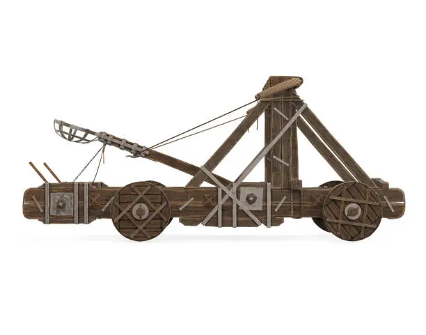 Roman Catapult isolated on white background. 3D render